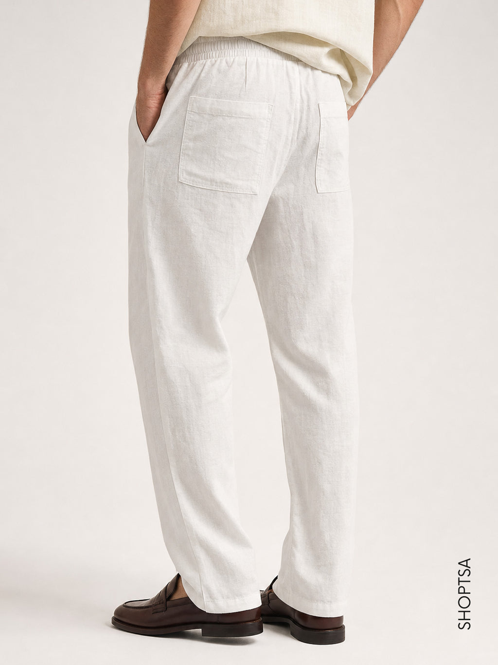 Pantalone Relaxed Fit in lino e cotone