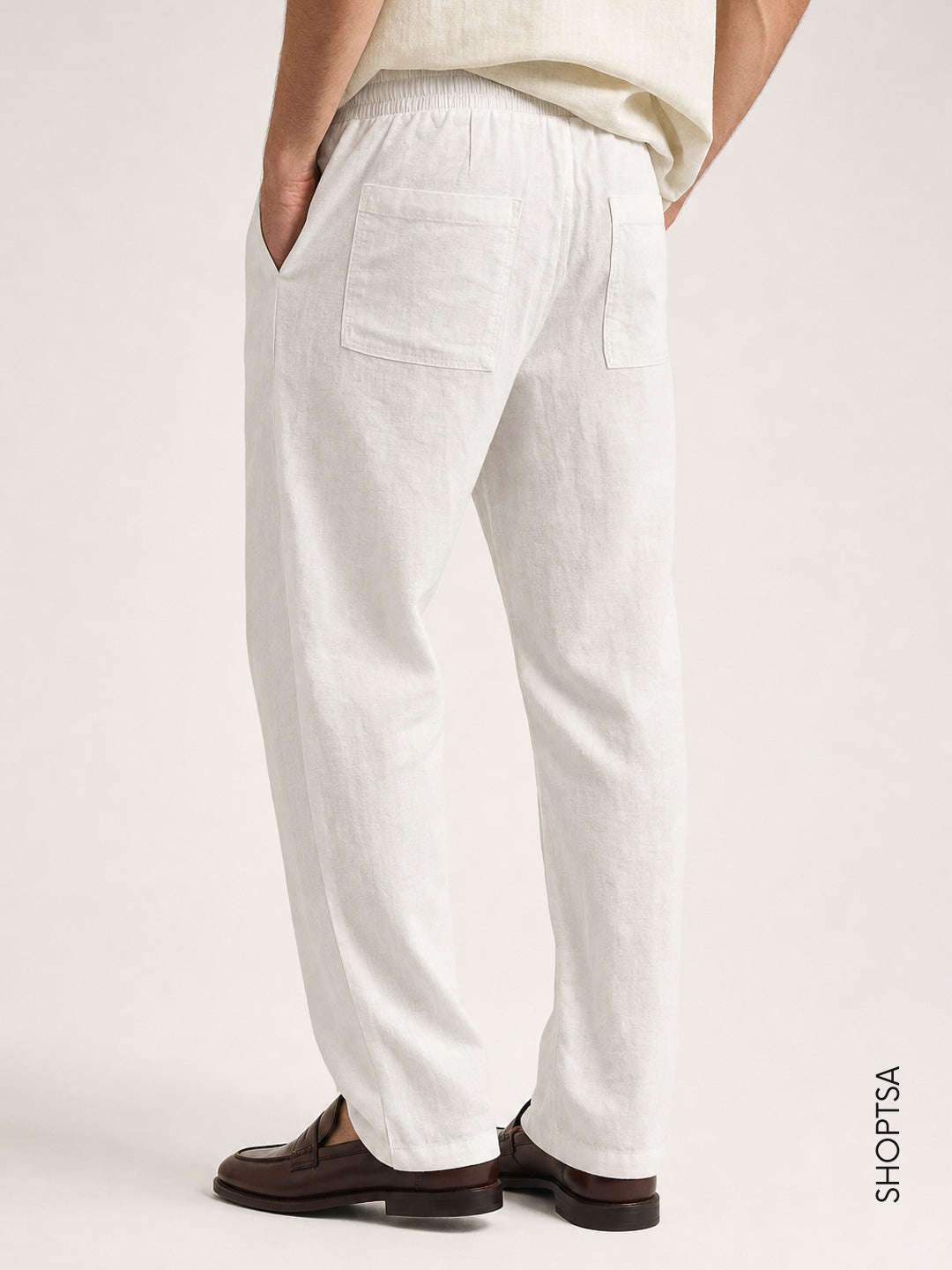 Pantalone Relaxed Fit in lino e cotone
