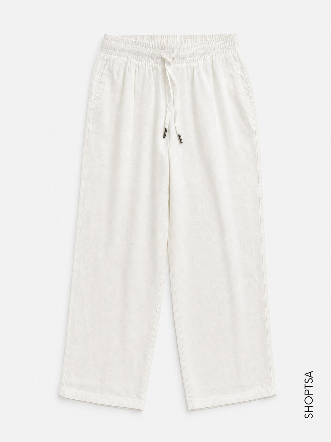 Pantalone Relaxed Fit in lino e cotone