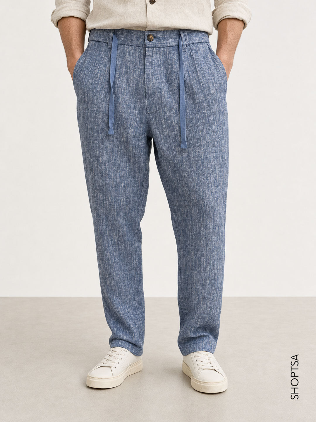 Pantalone in 100% lino mélange