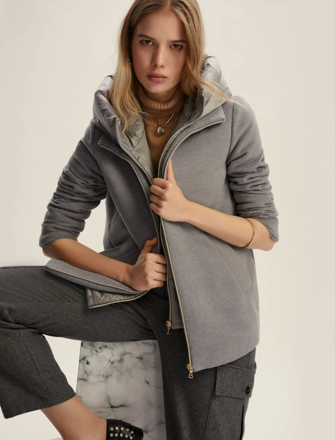 Giaccone imbottito in panno corto SORRISO