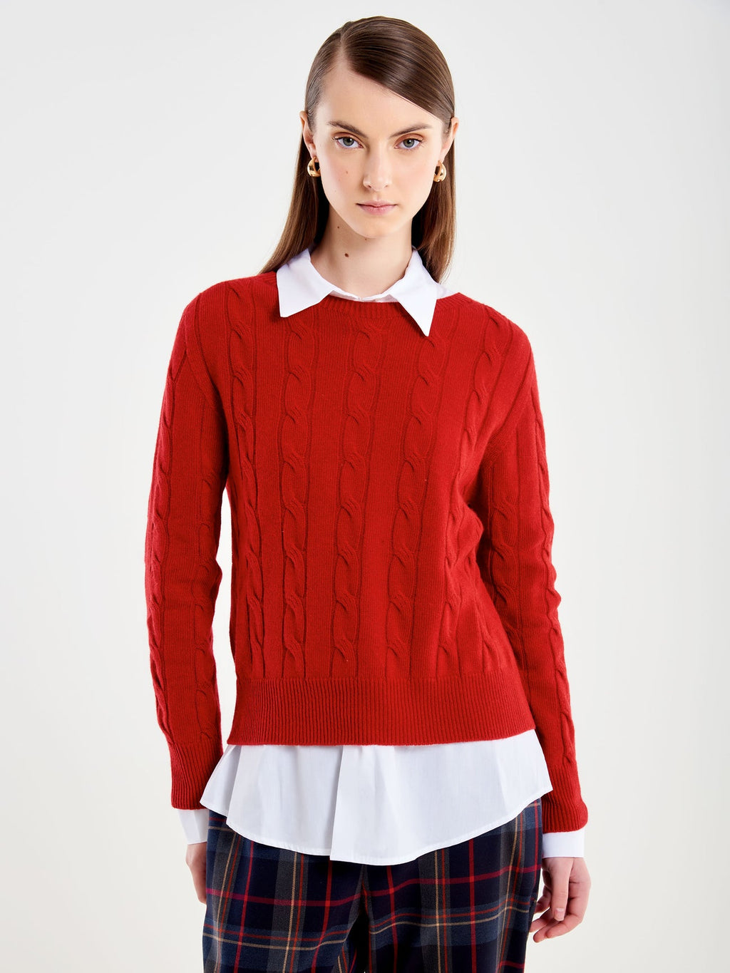 Maglia treccia rosso 77327f