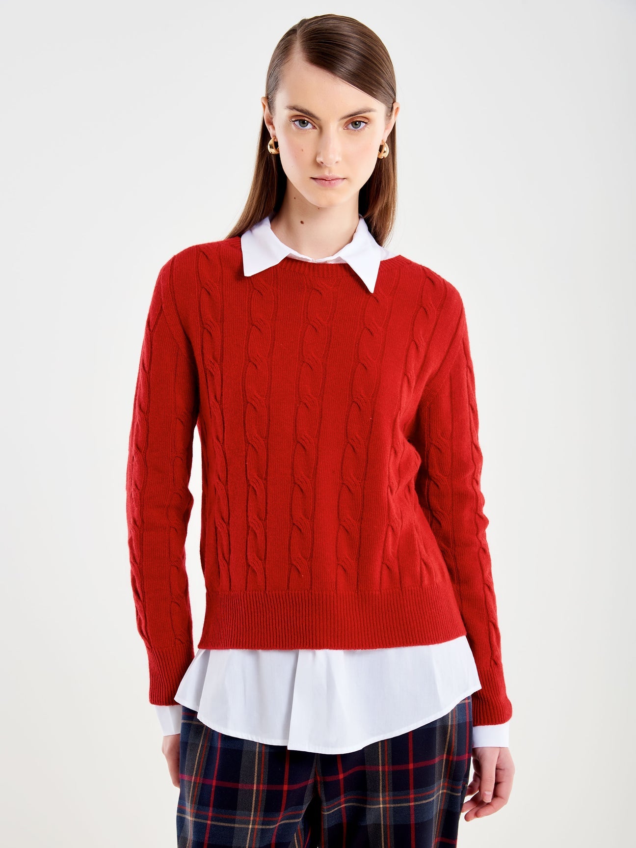 Maglia treccia rosso 77327f