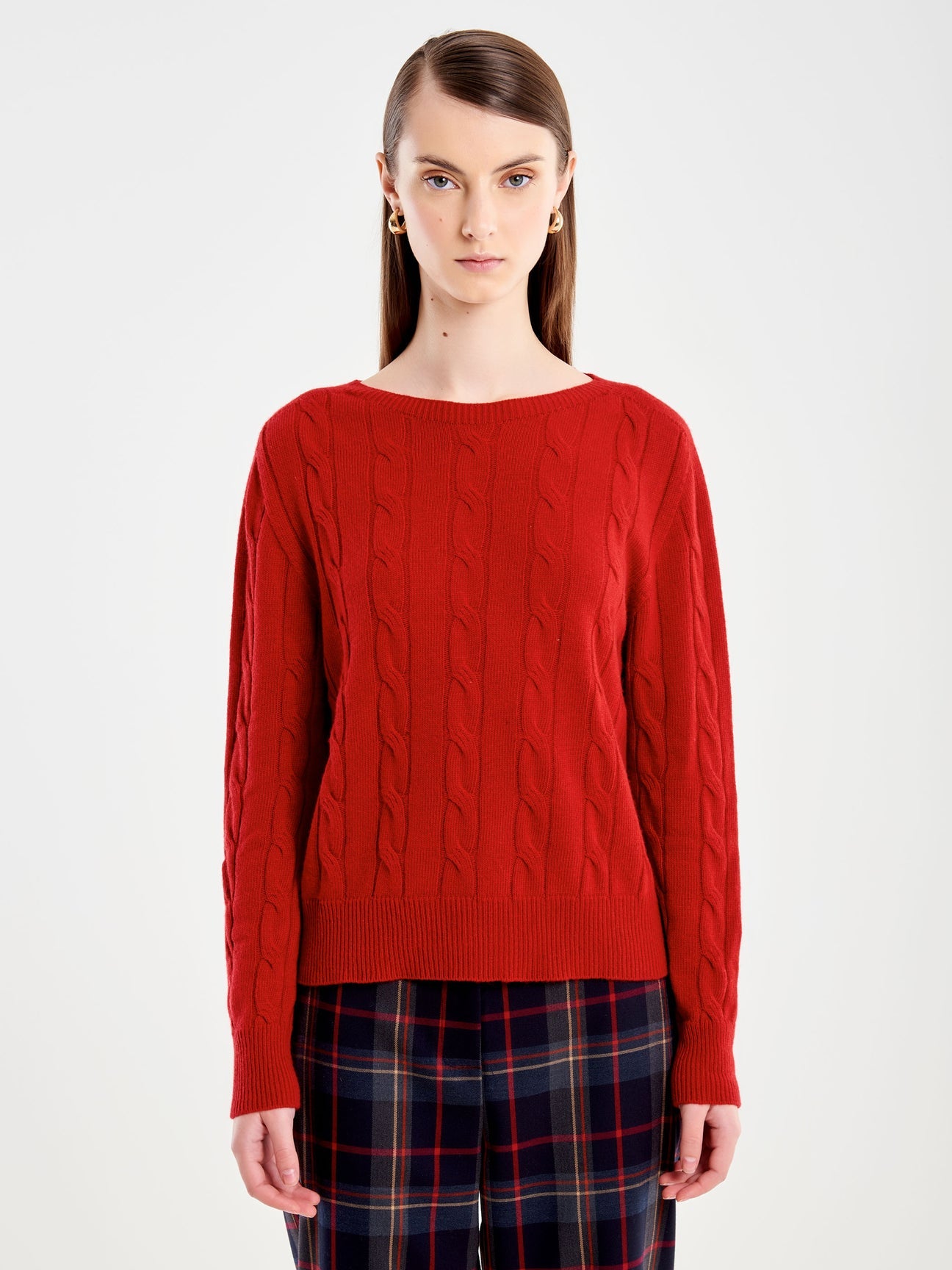 Maglia treccia rosso 77327f