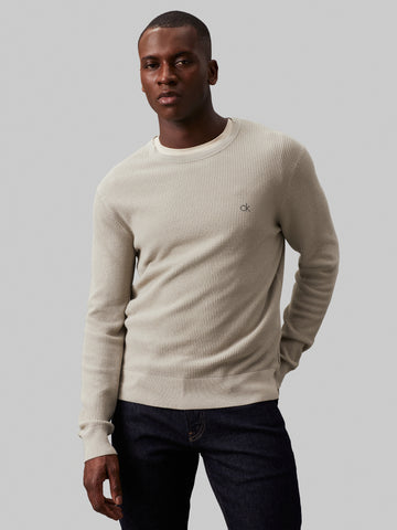 Maglione girocollo in cotone waffle