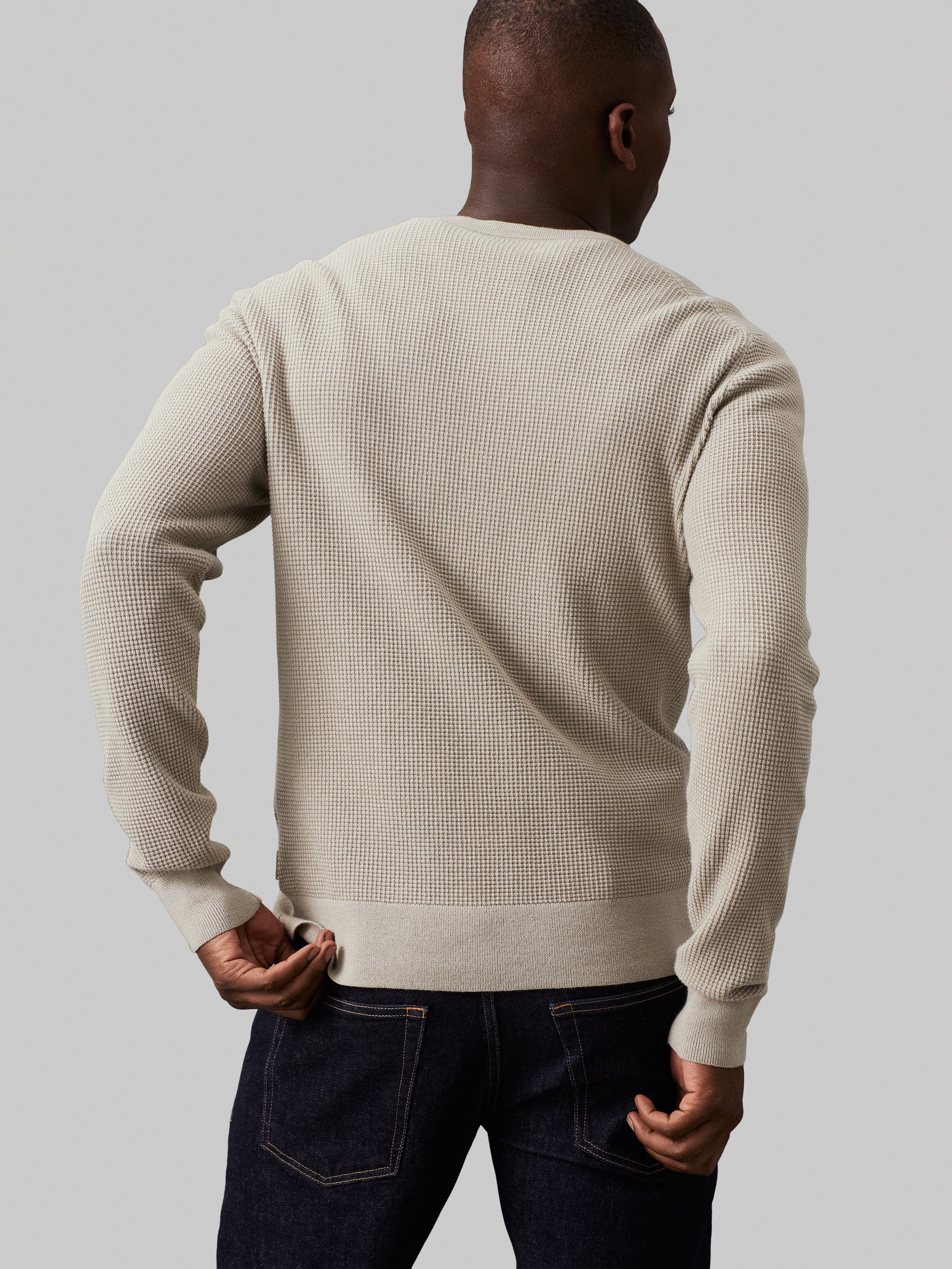 Maglione girocollo in cotone waffle