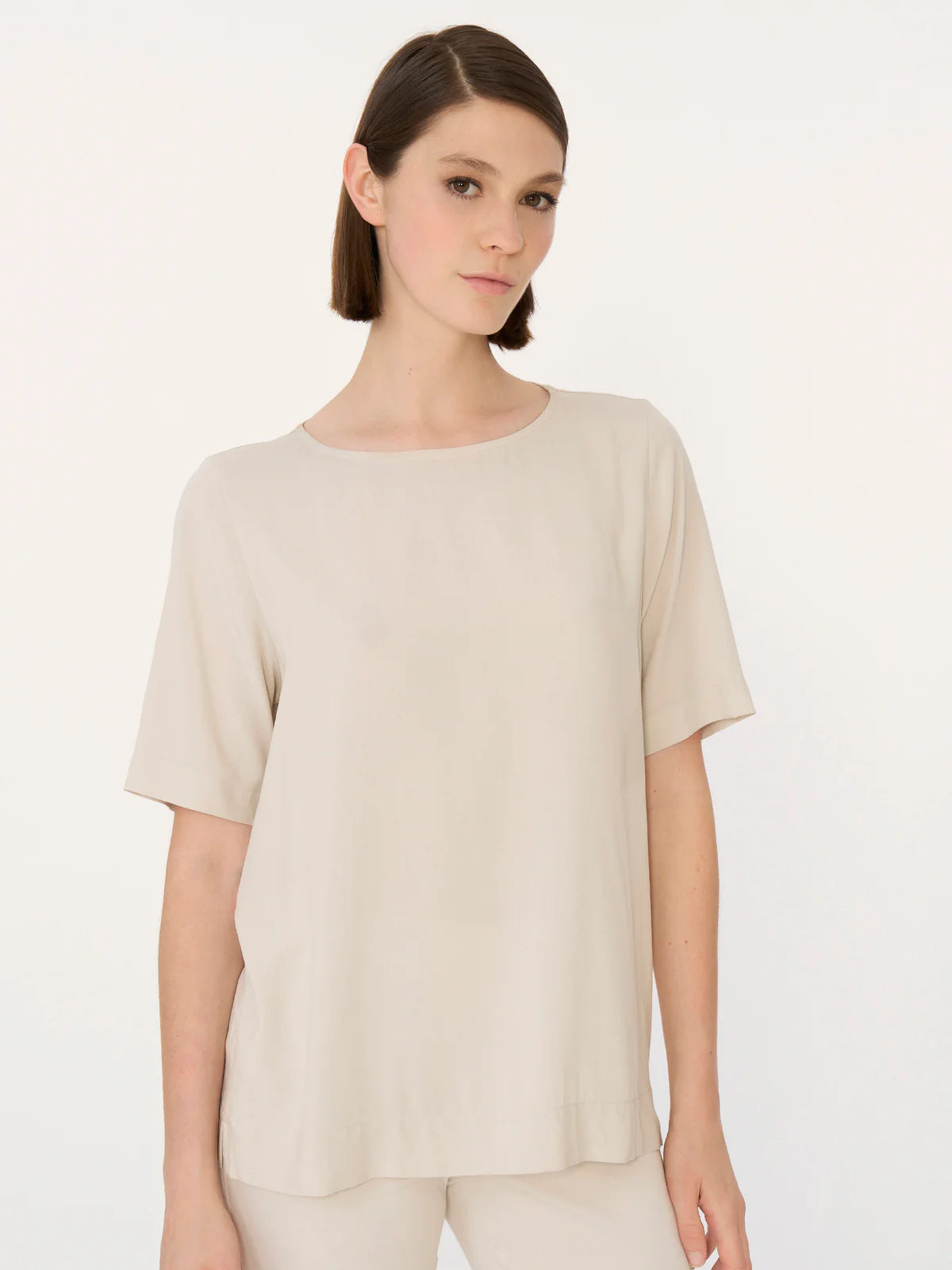 Blusa a manica corta in eco seta Dm64s7 - RAGNO - Ragno - shopTSa