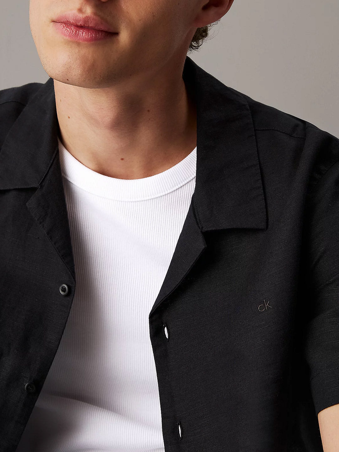 Camicia colletto cubano lino e cotone