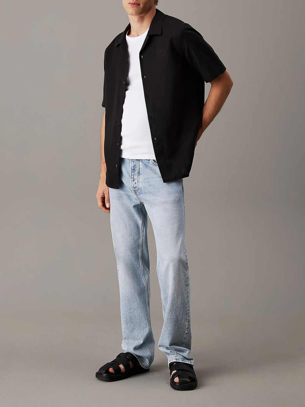 Camicia colletto cubano lino e cotone