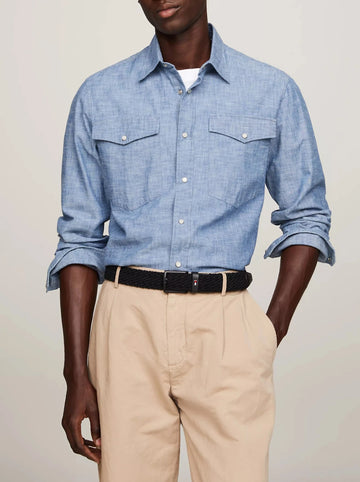 Camicia Regular Fit in Denim Chambray - Tommy Hilfiger