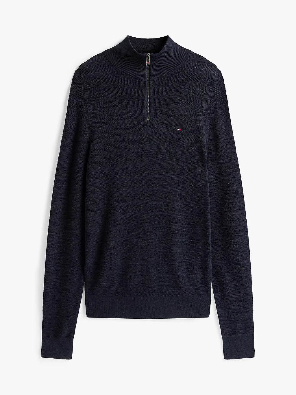 Maglione mezza zip righe tramate