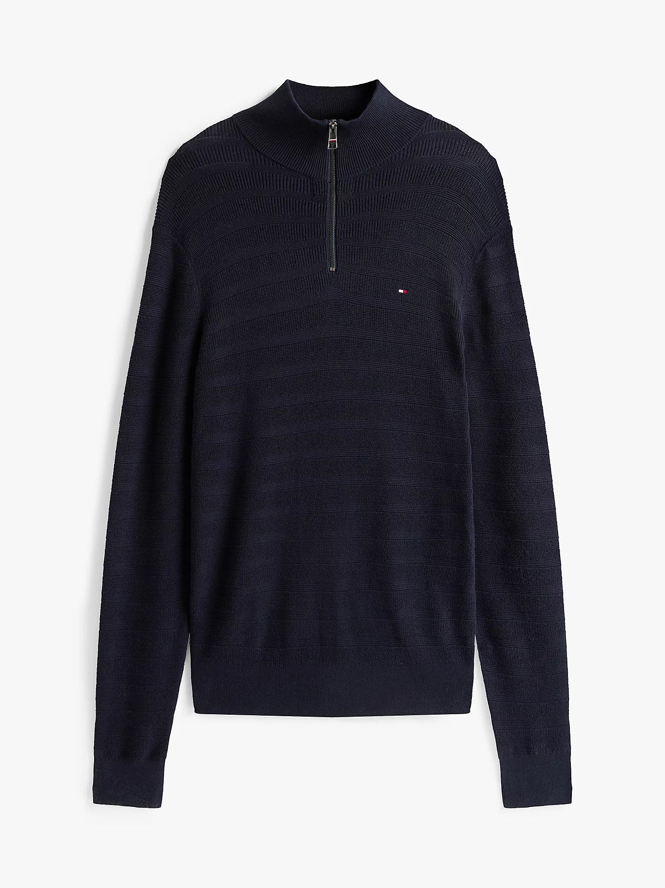 Maglione mezza zip righe tramate