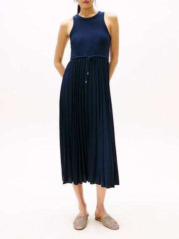 Vestito midi plissettato blu