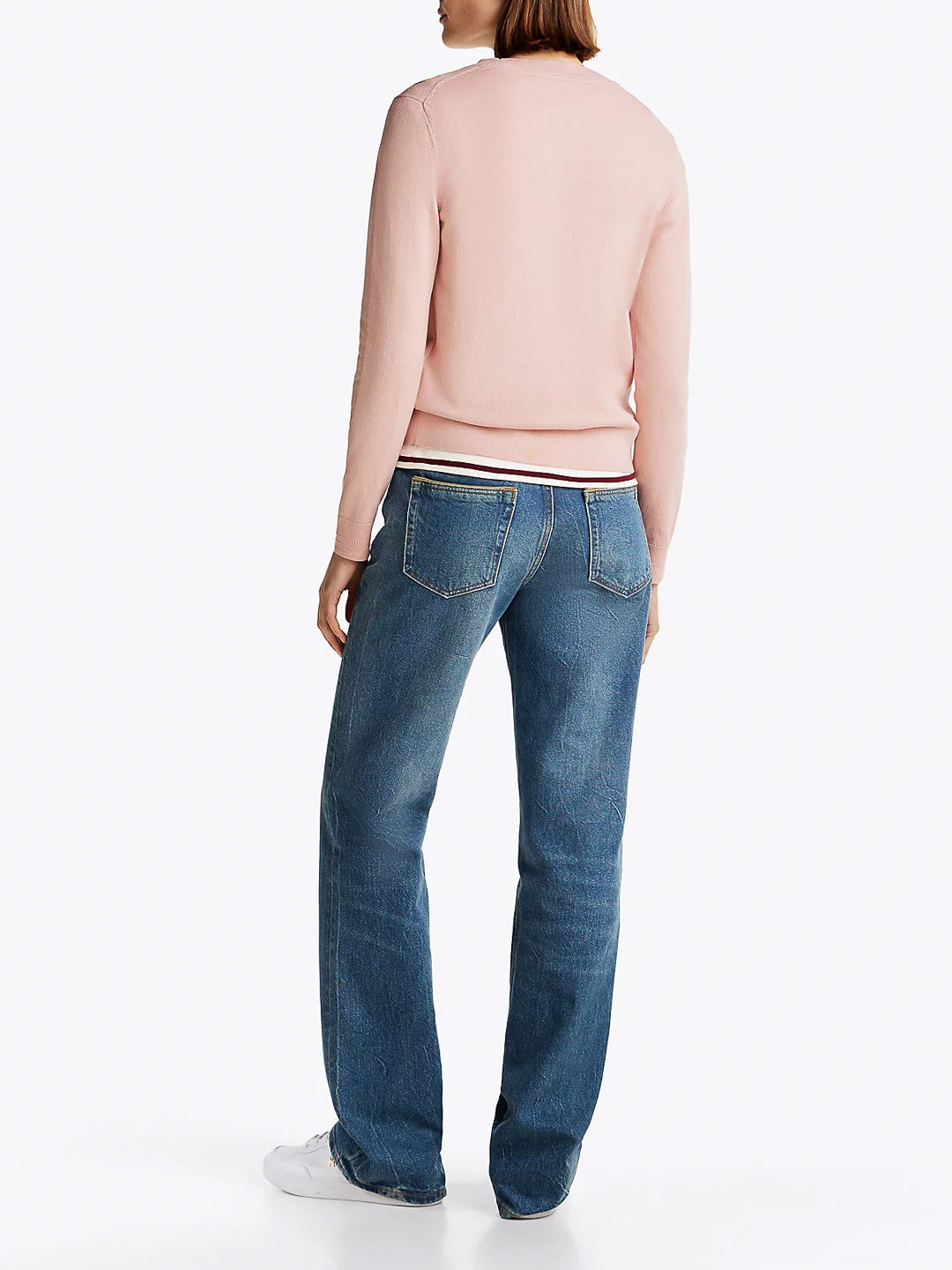 Pullover girocollo bandierina ricamata