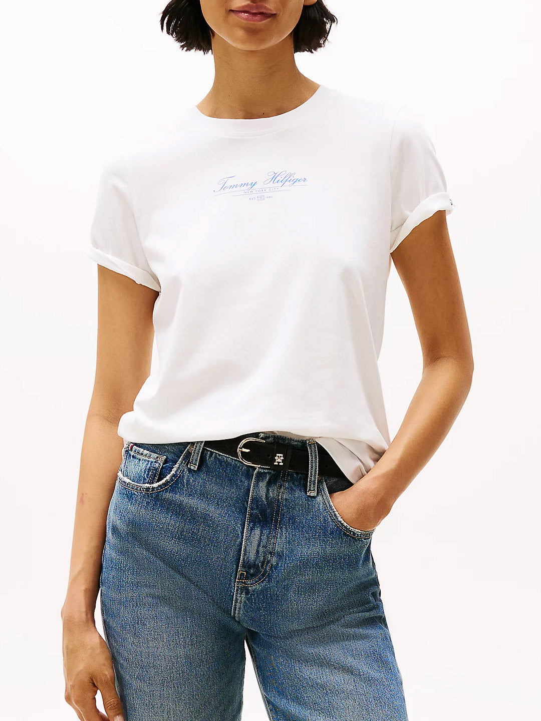 T-shirt con logo in corsivo - Tommy Hilfiger - shopTSa