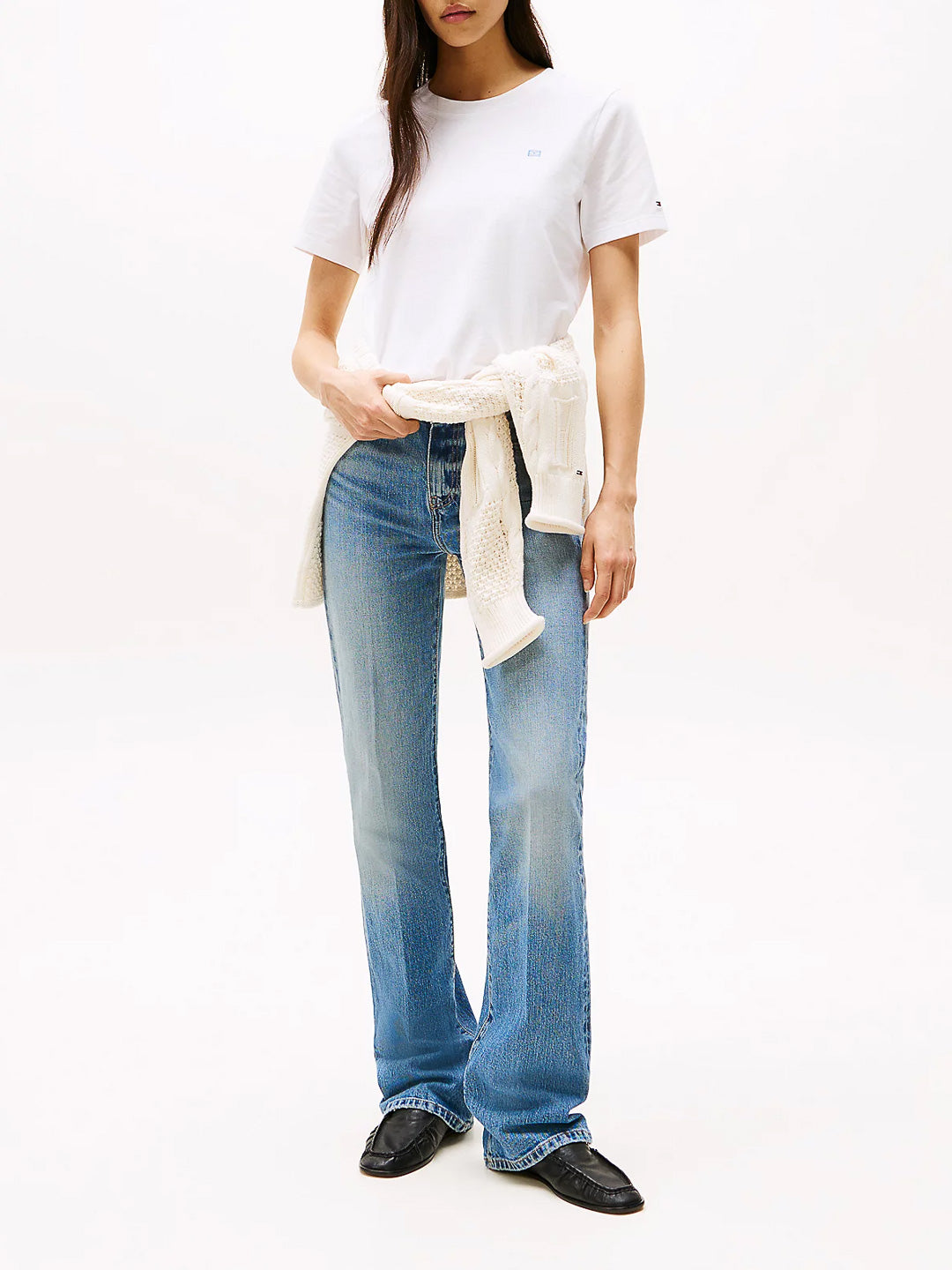 T-shirt bandierina ricamo a contrasto - Tommy Hilfiger - shopTSa