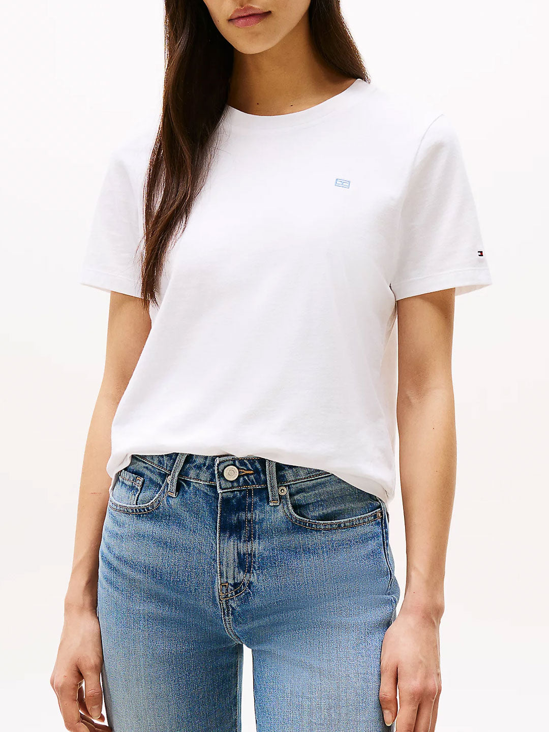 T-shirt bandierina ricamo a contrasto - Tommy Hilfiger - shopTSa
