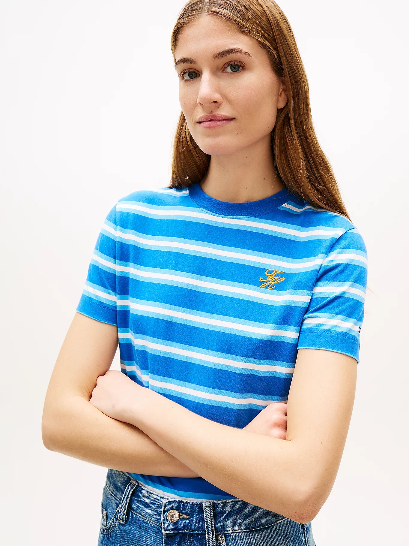 T-shirt riga azzurro 48699