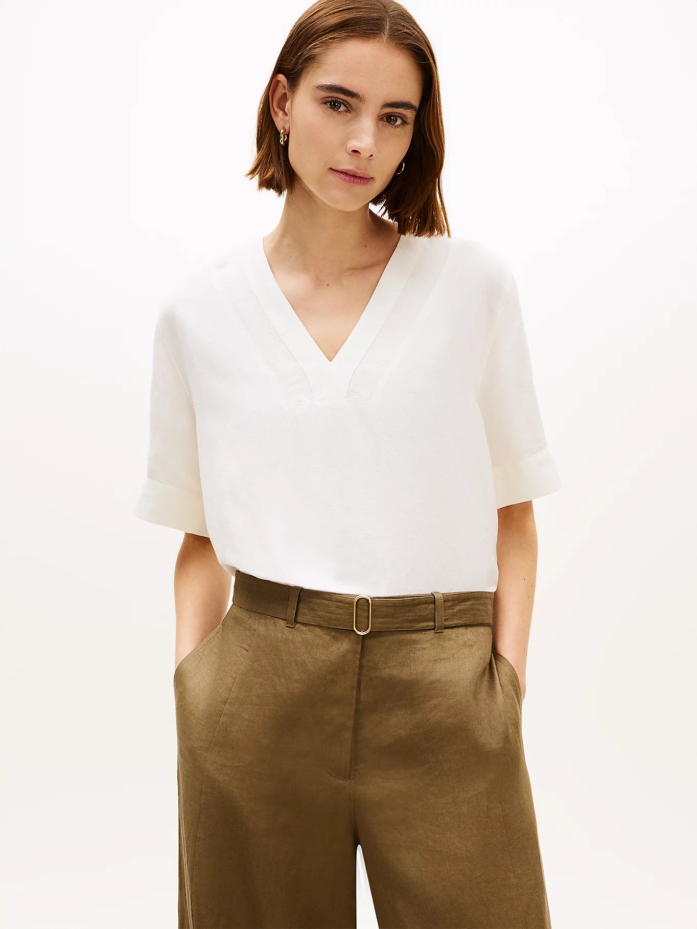 Blusa misto lino scollo a V 48976 - Tommy Hilfiger - shopTSa