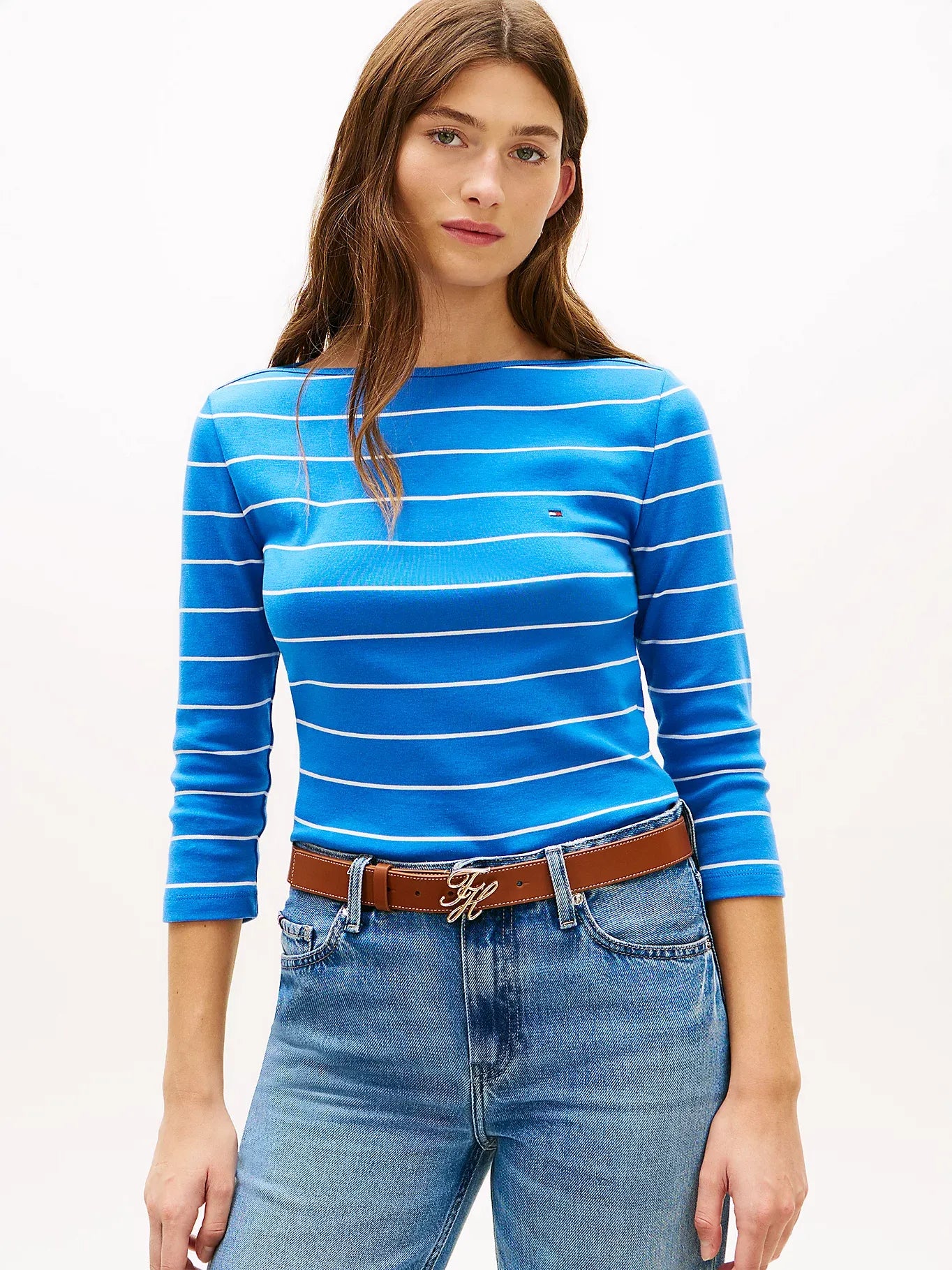 T-shirt 3/4 azzurro slim fit 40589