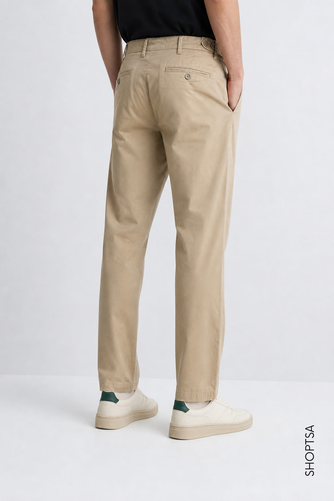 Pantalone con pinces in cotone elasticizzato