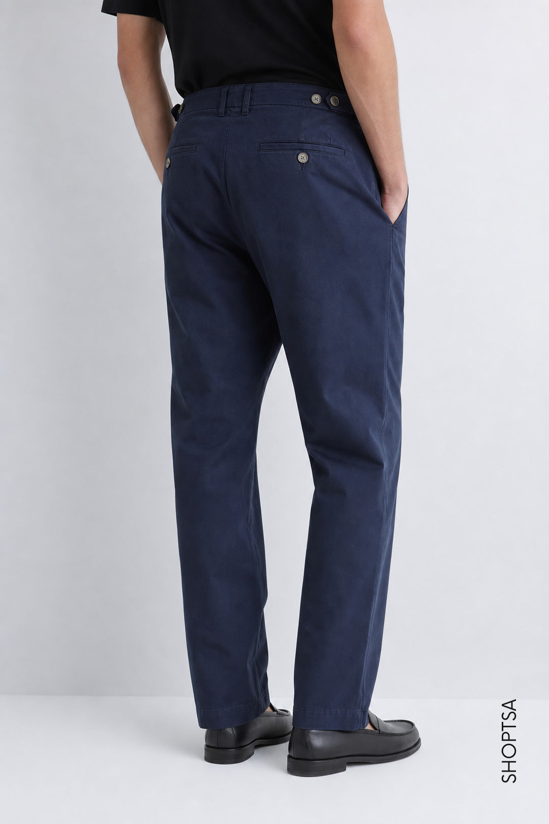 Pantalone con pinces in cotone elasticizzato