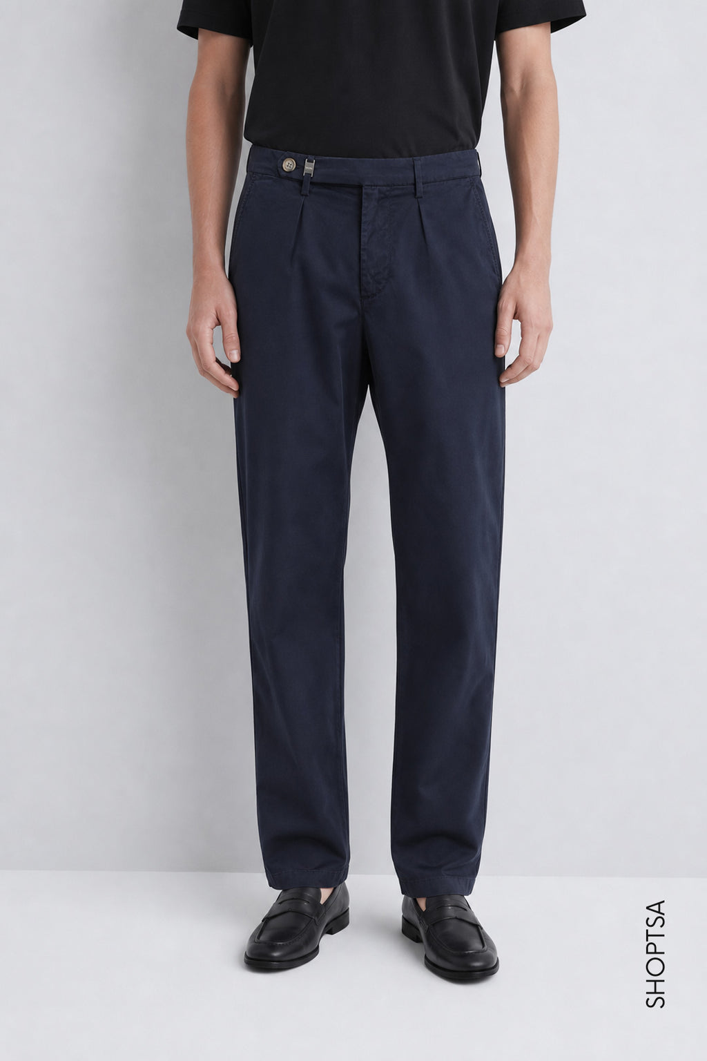 Pantalone con pinces in cotone elasticizzato