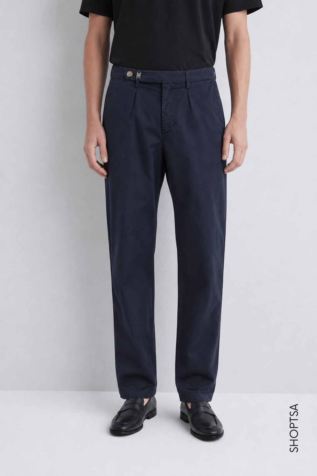 Pantalone con pinces in cotone elasticizzato