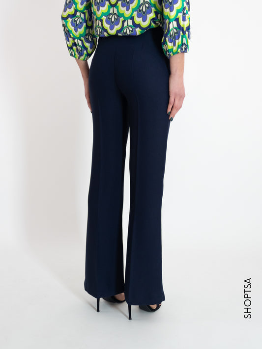 Pantalone lungo crêpe blu