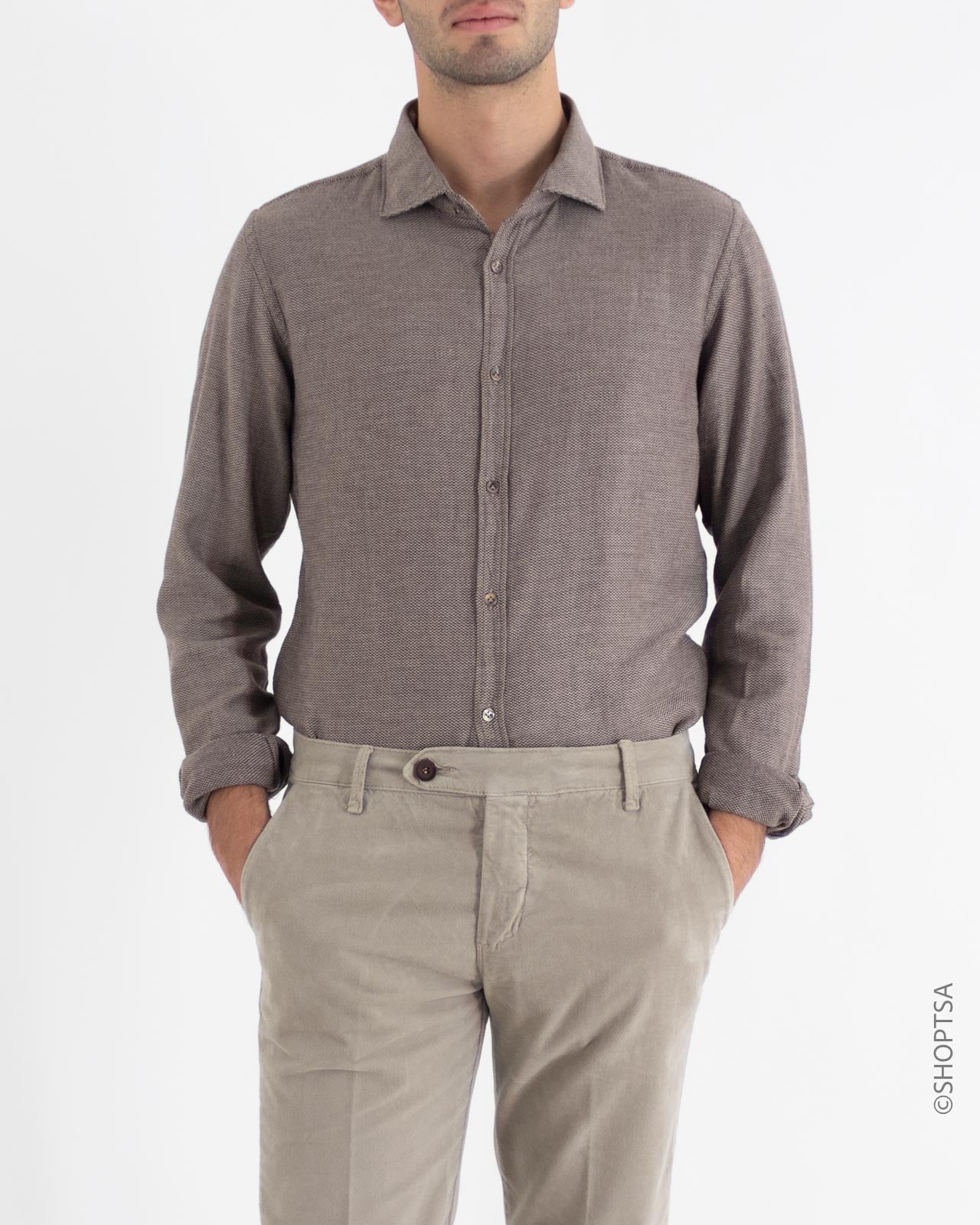 Camicia in cotone marrone - Cliver Jeans - shopTSa