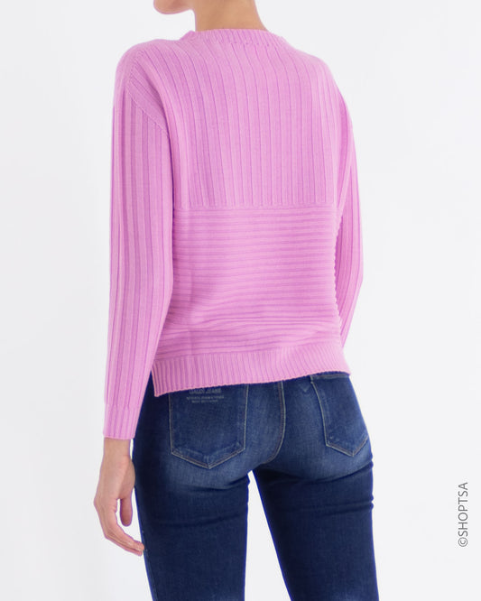 Maglione rosa lana merinos