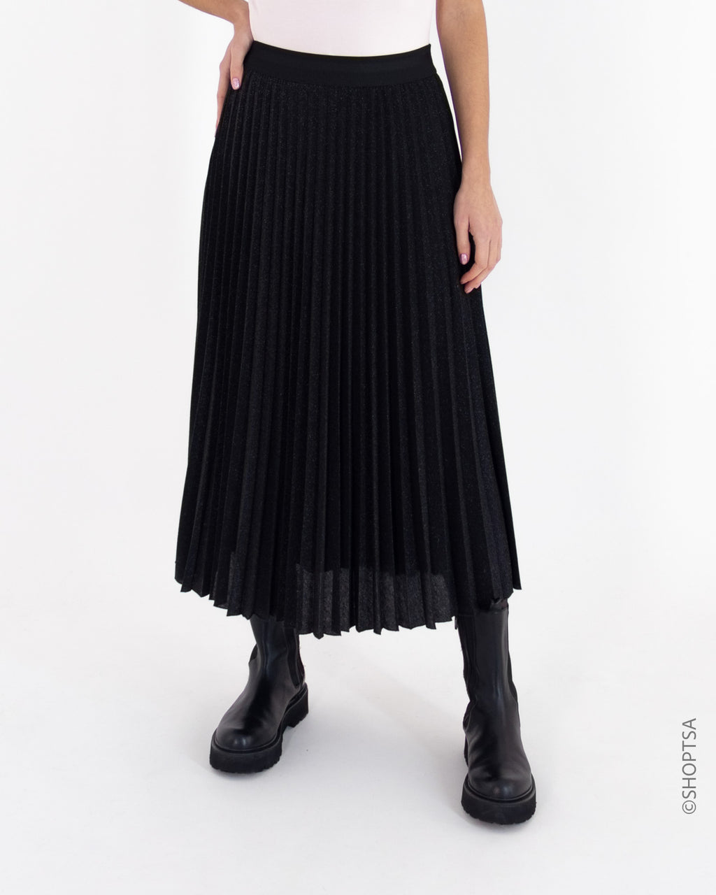 Gonna plisettata nero glitter - Prani - shopTSa