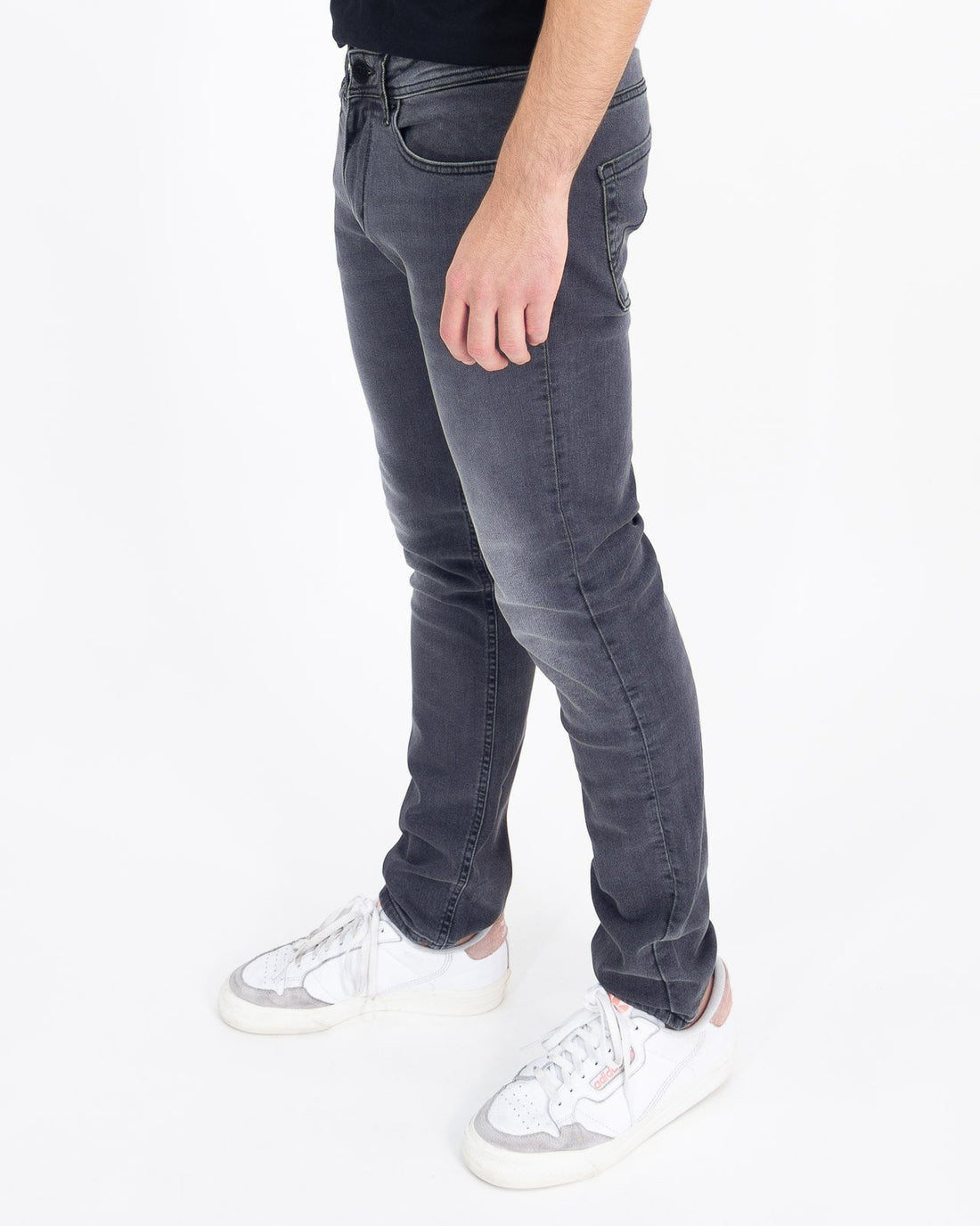 Gray five pocket jeans
