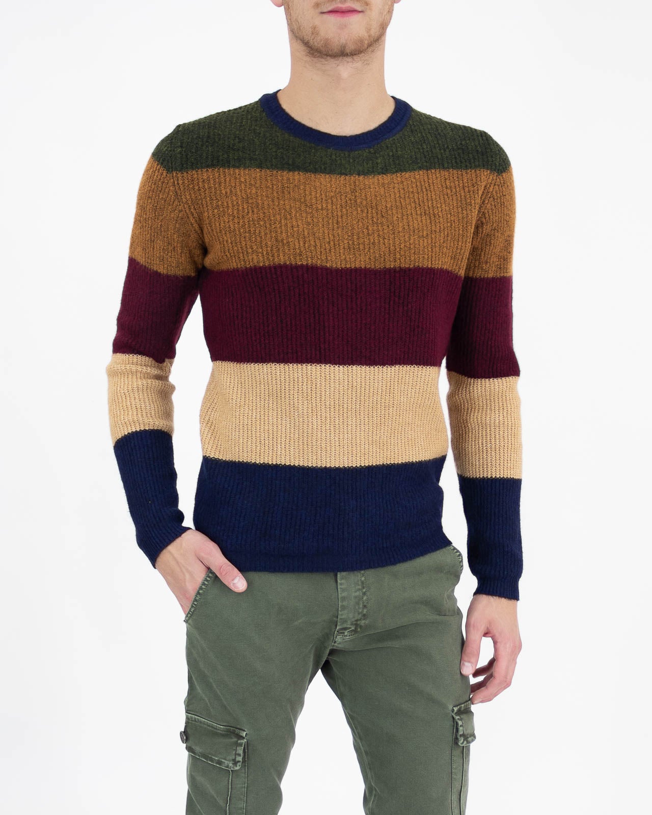 Maglione girocollo a righe toni caldi - Sseinse - shopTSa
