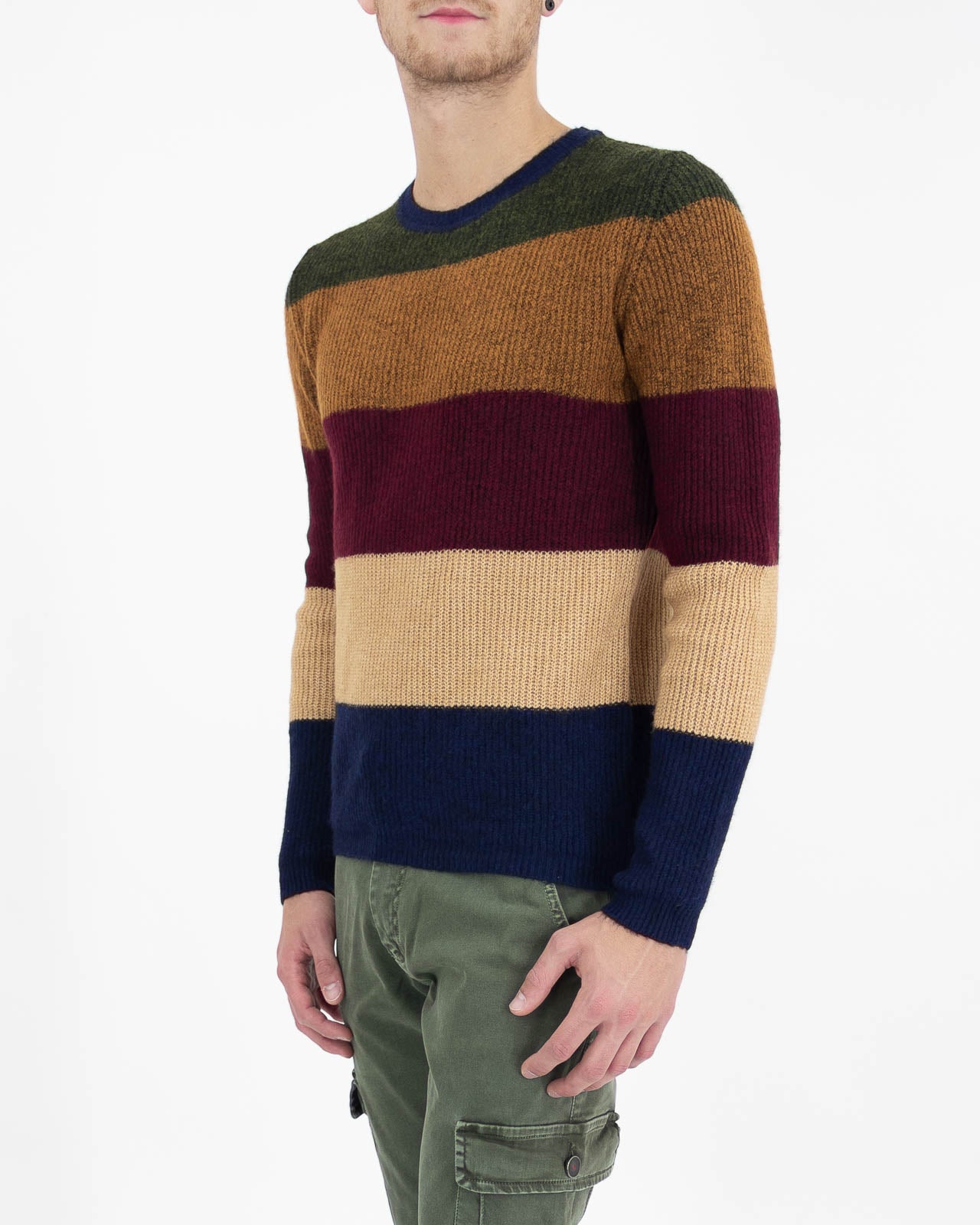 Maglione girocollo a righe toni caldi - Sseinse - shopTSa