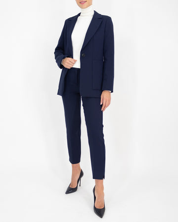 Blue jacket and trouser suit