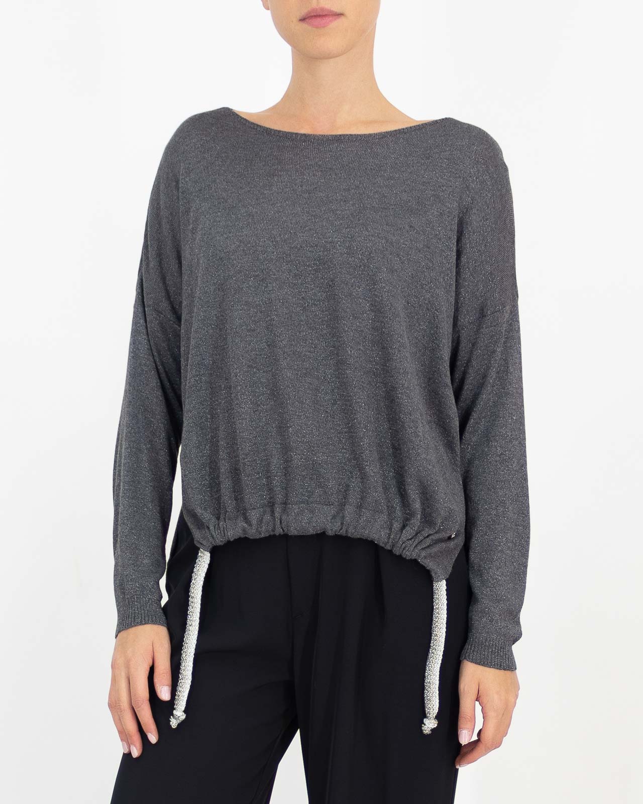 Lurex sweater with laces