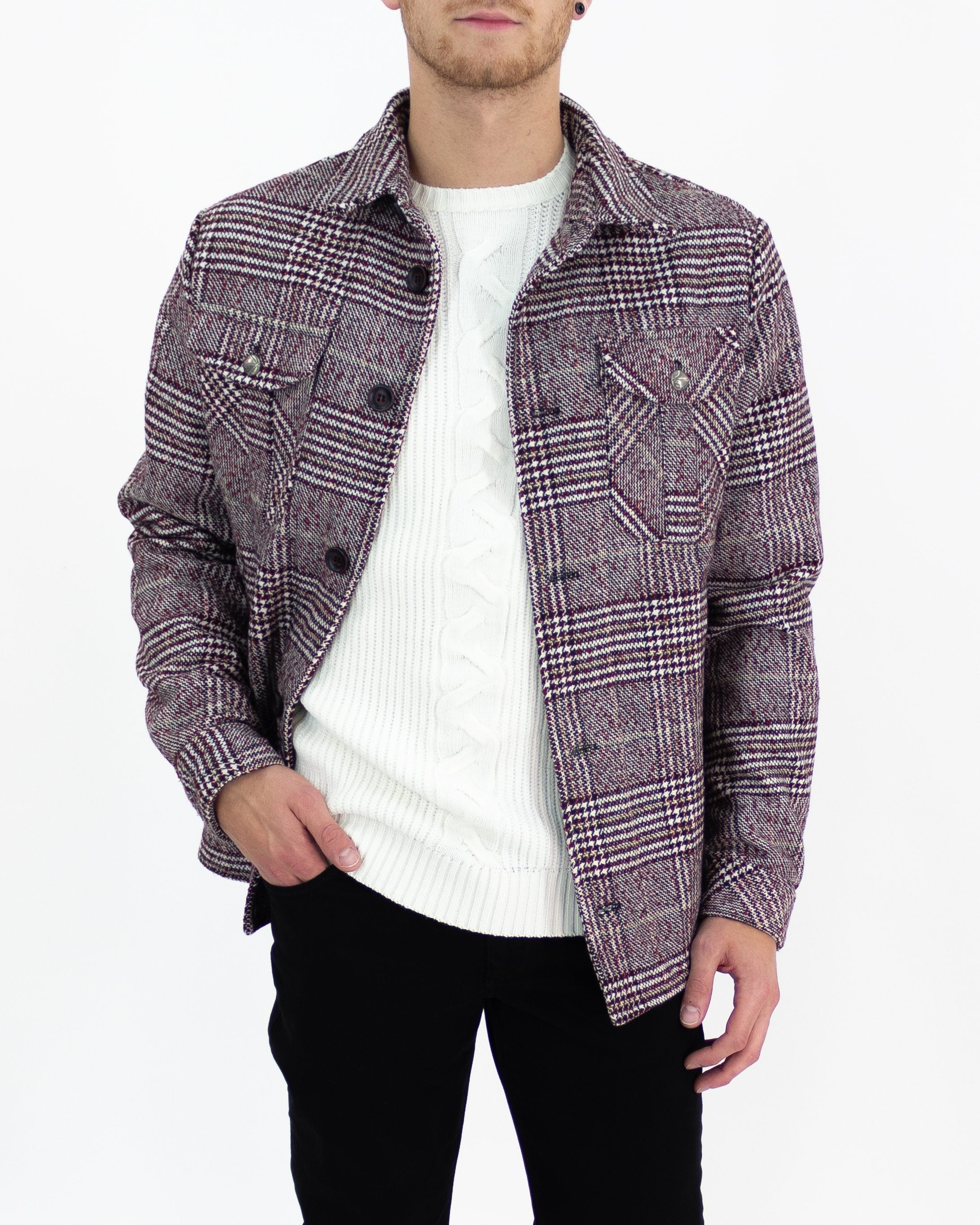 Giacca in panno bordeaux a quadri - Sseinse - shopTSa