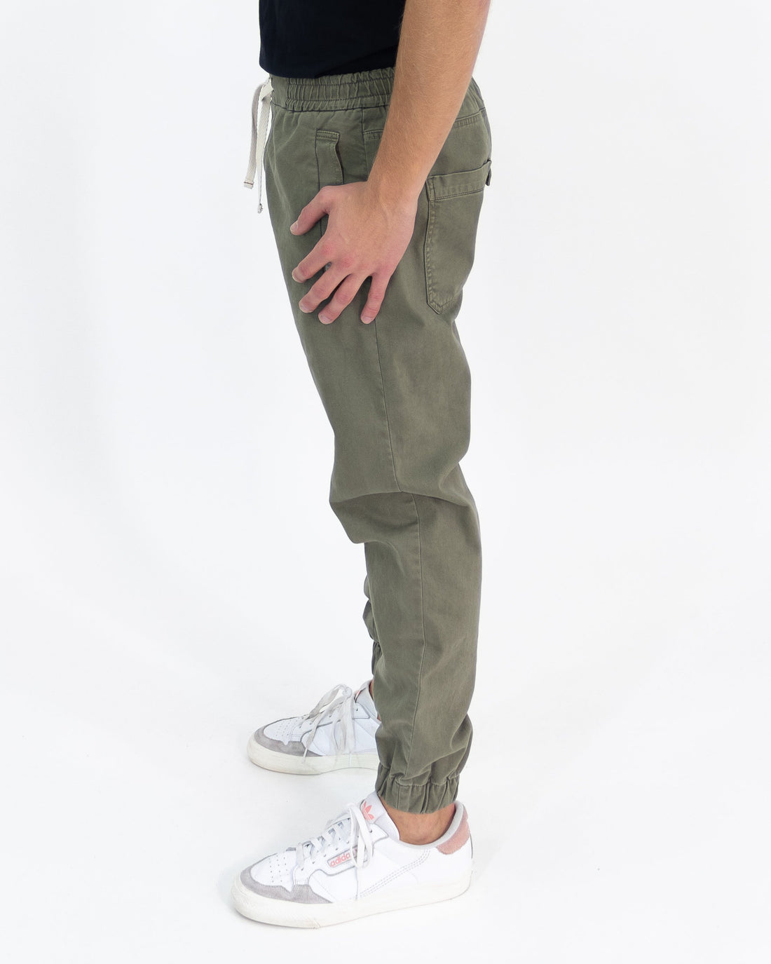 Sage green trousers with elastic 