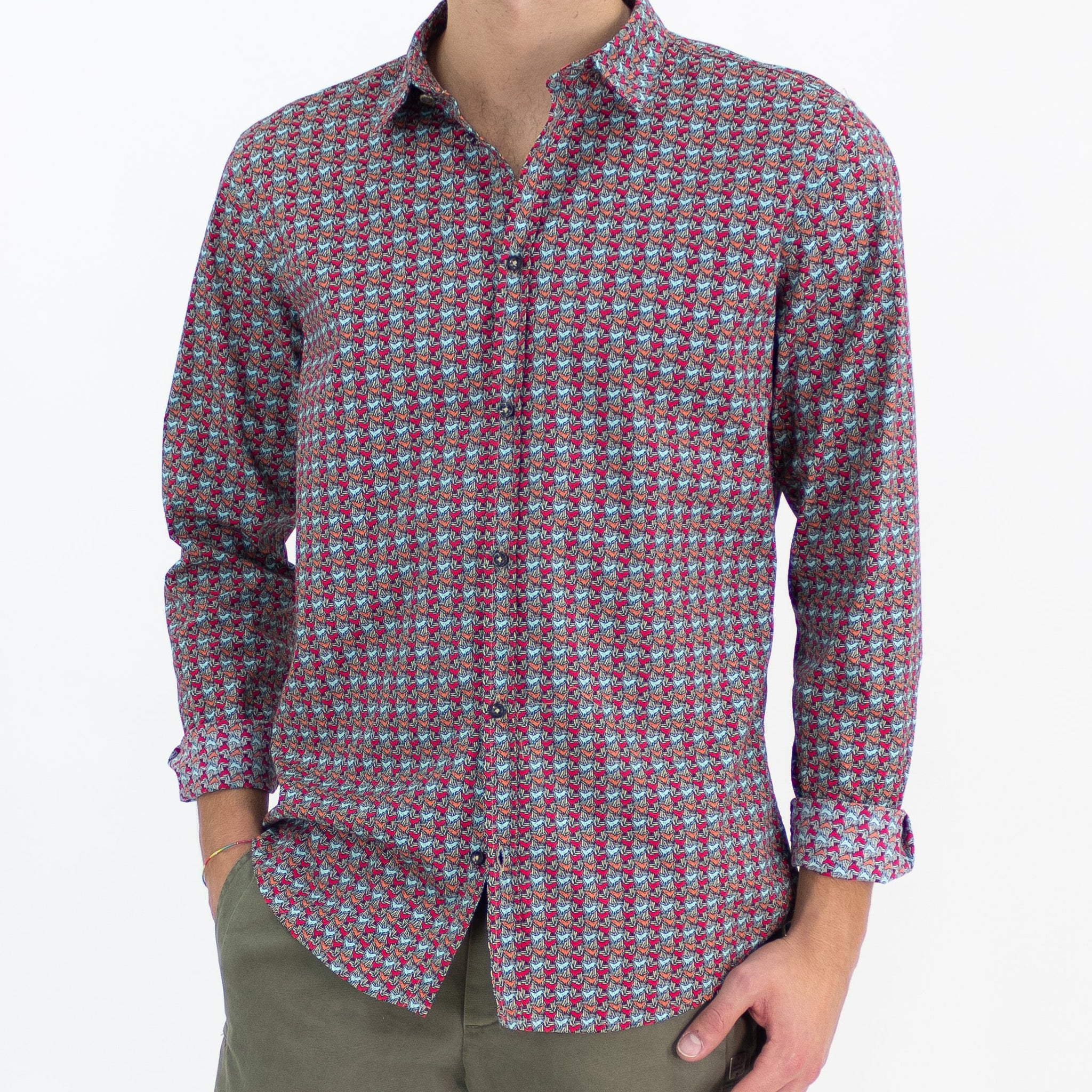 Camicia in cotone fantasia colorata