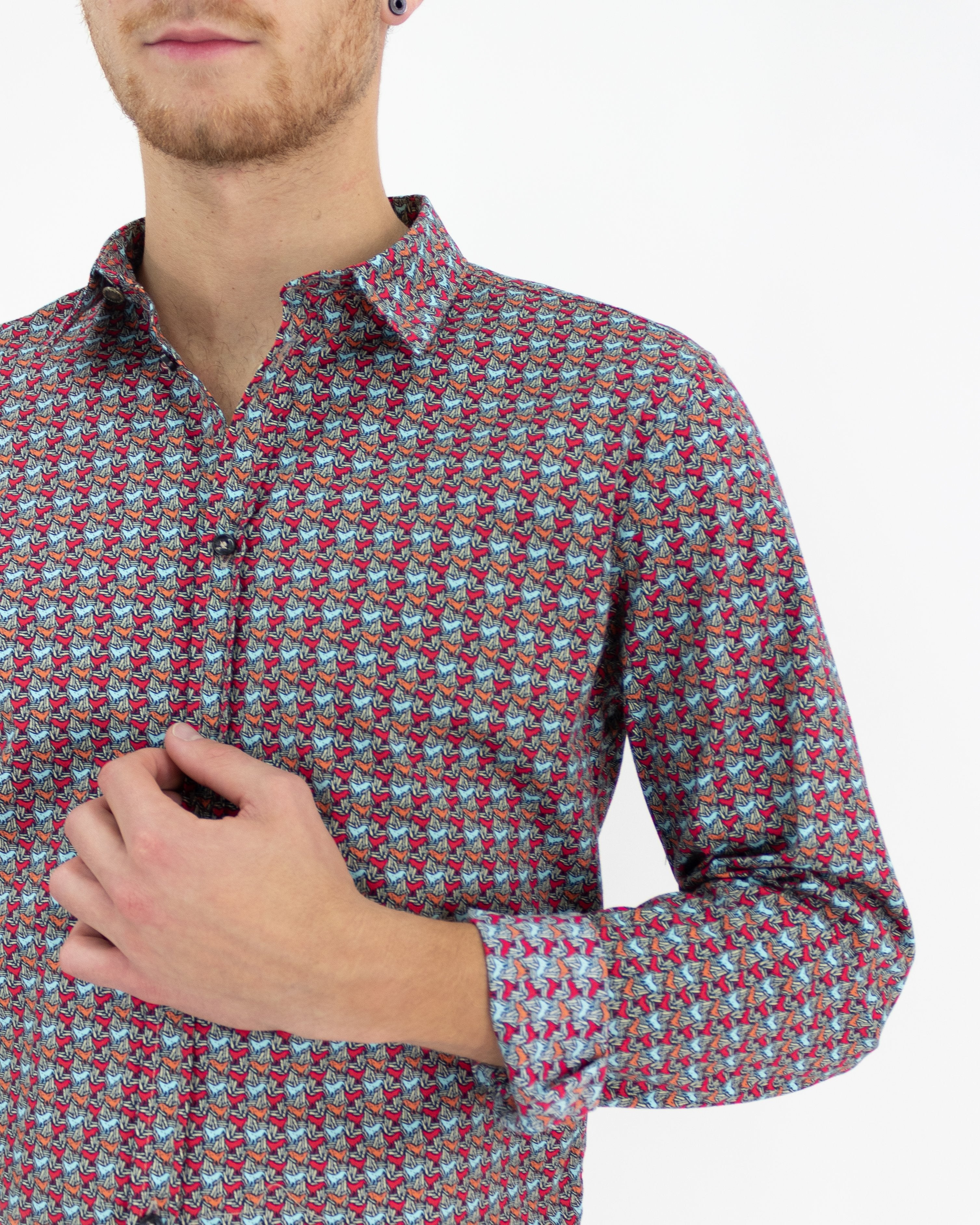 Camicia in cotone fantasia colorata - Bl11 - shopTSa