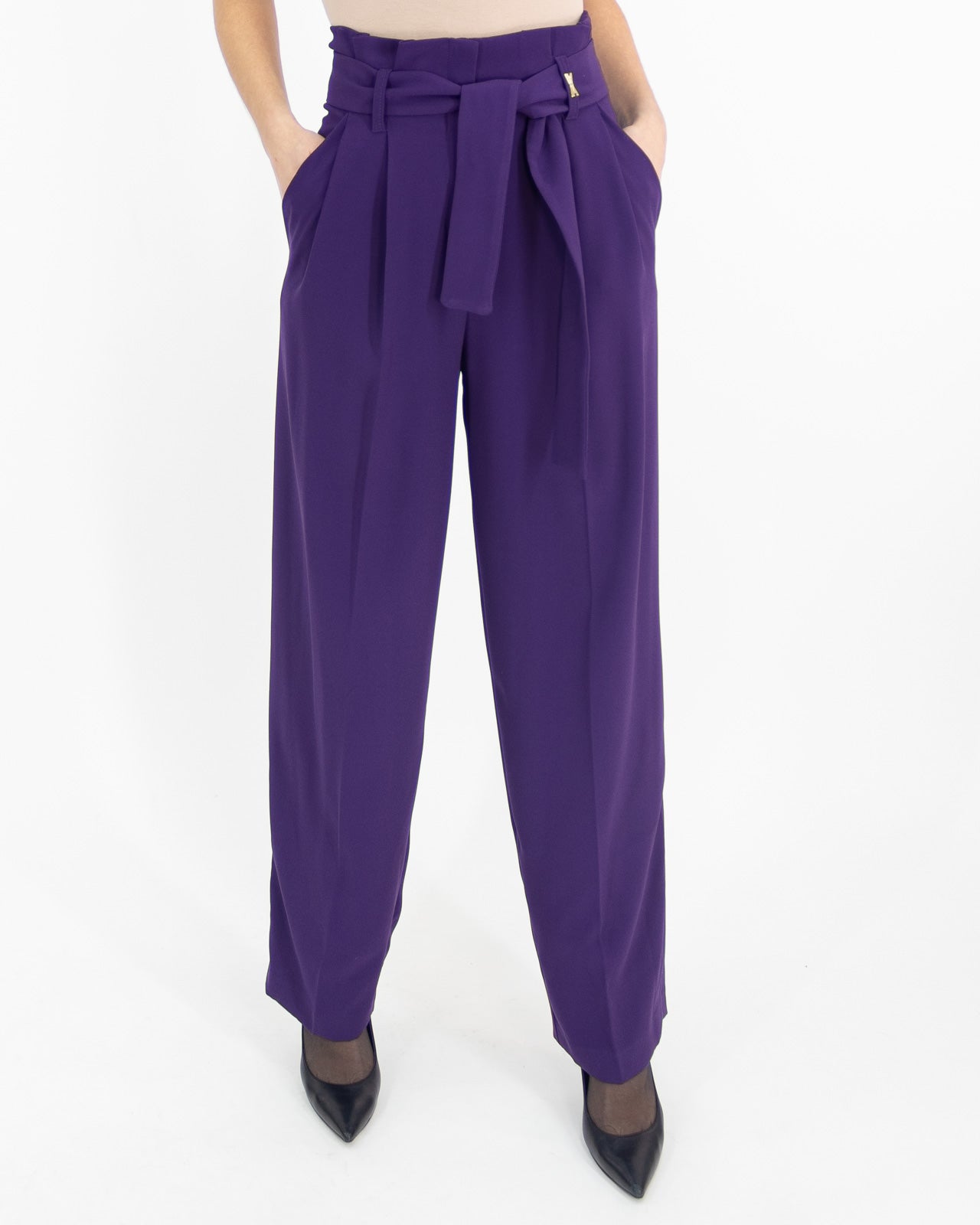 Pantalone vita alta arricciato