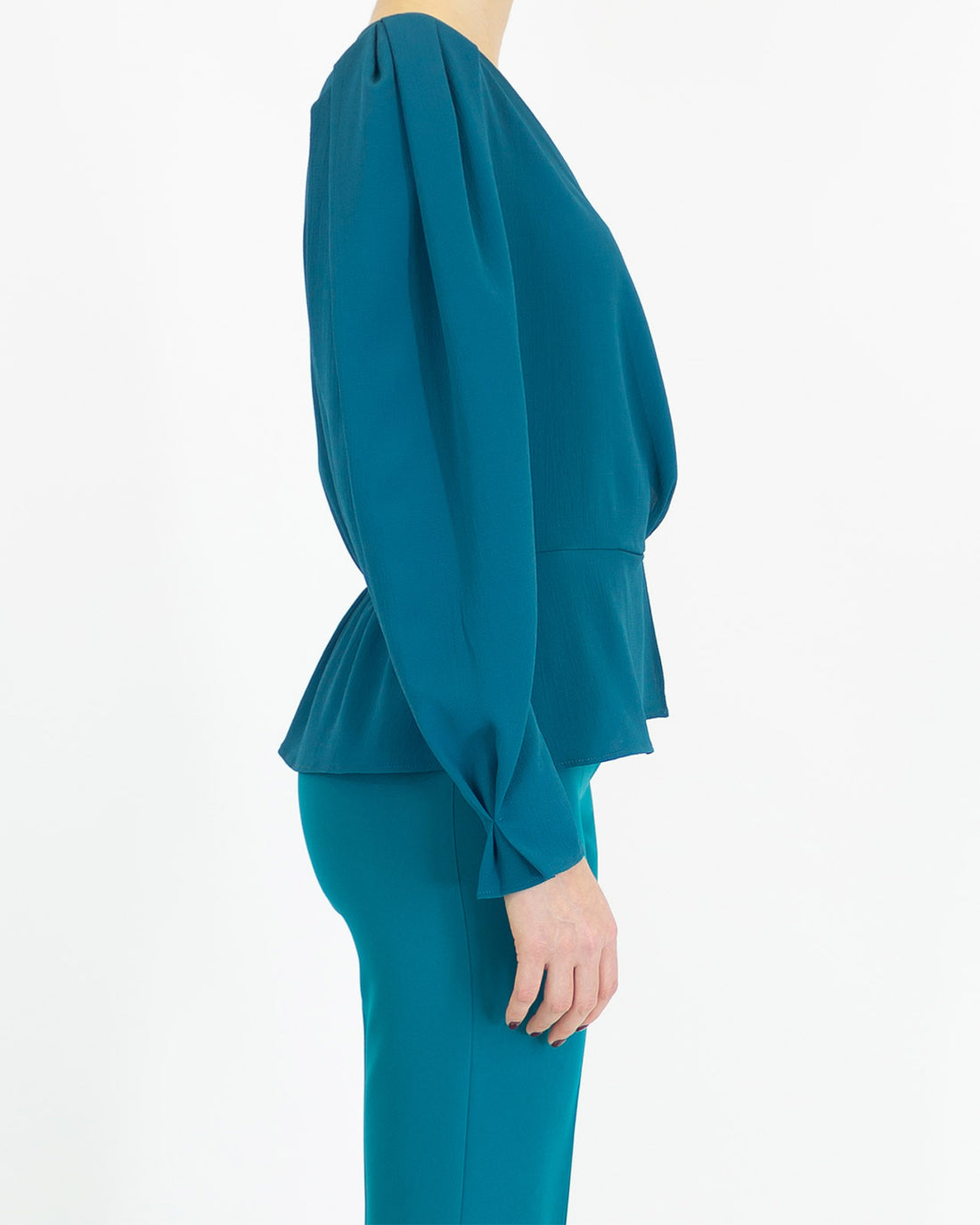 Teal crossover blouse