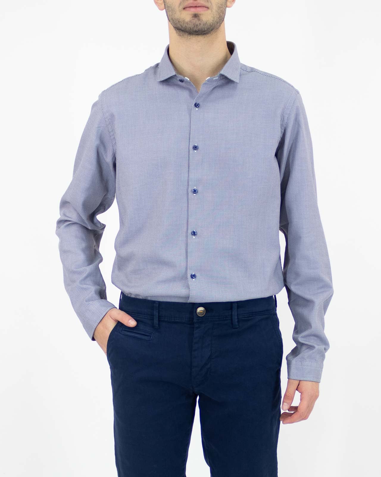 Micro-patterned cotton shirt