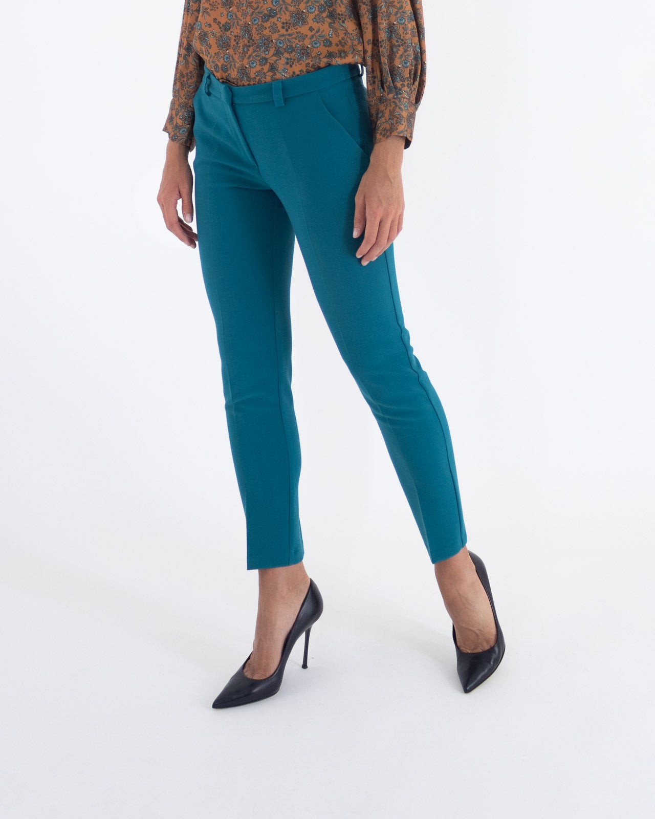 Tight teal trousers