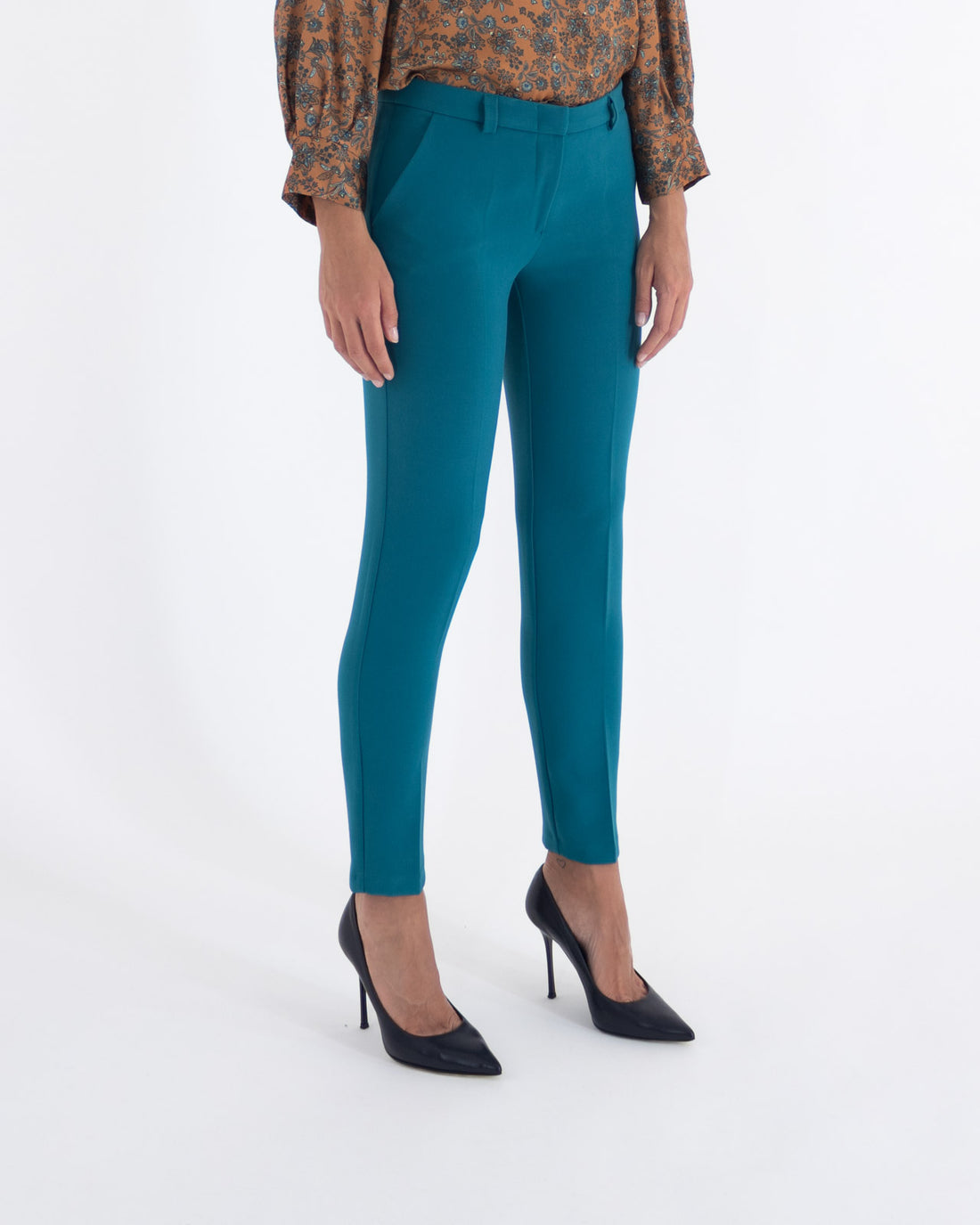 Pantalone aderente ottanio