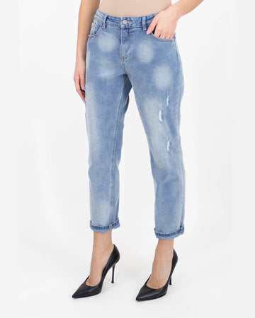 Sandblasted girlfriend jeans
