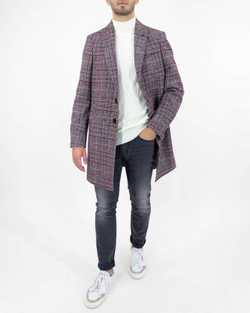 Cappotto quadri bordeaux