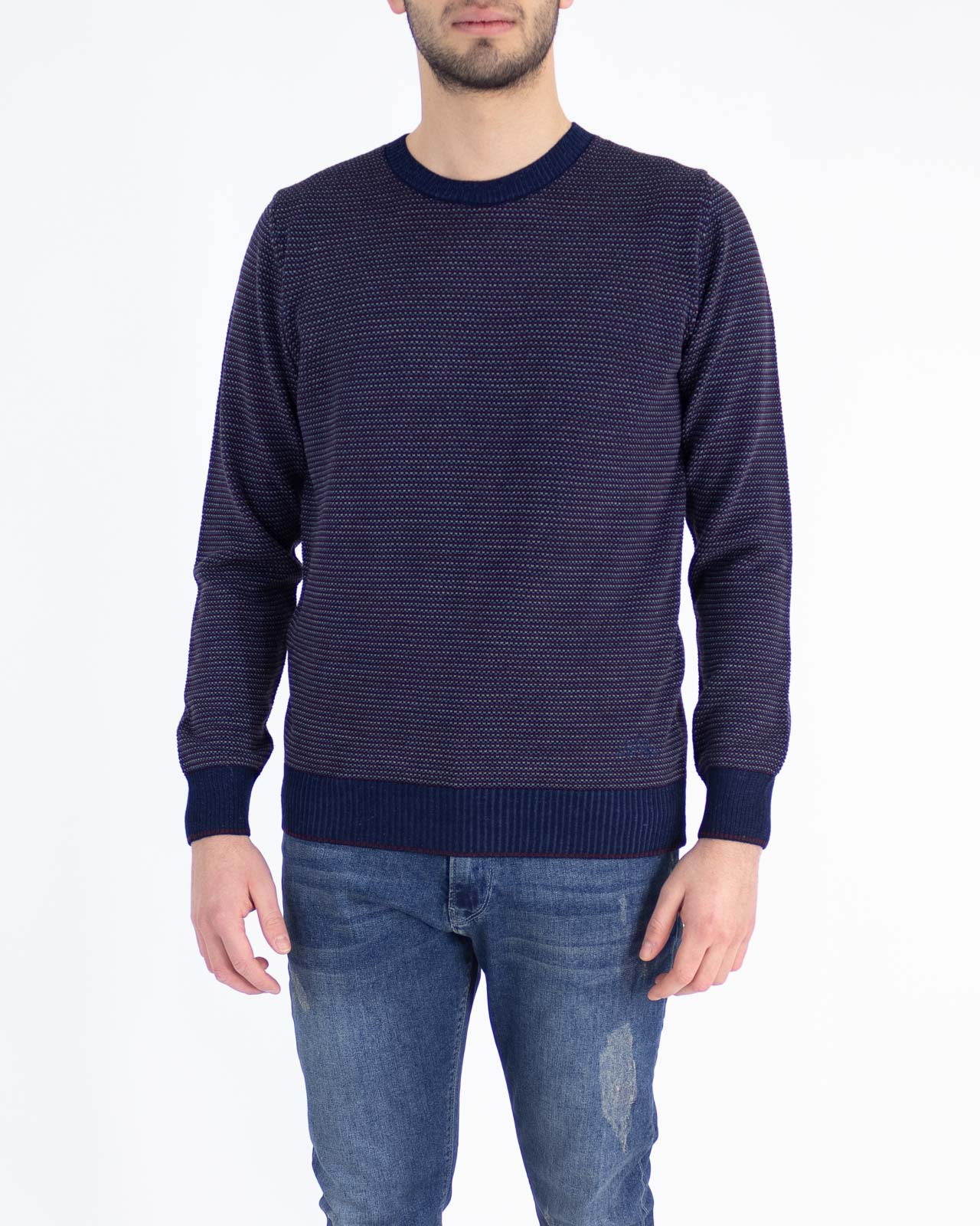 Three-thread crew neck sweater