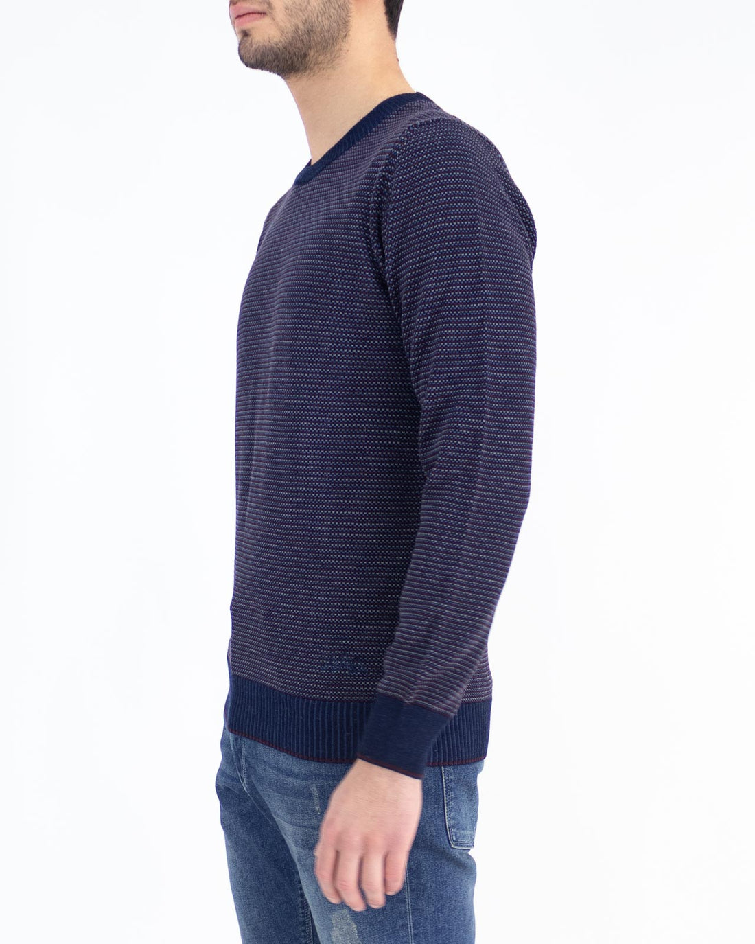 Three-thread crew neck sweater